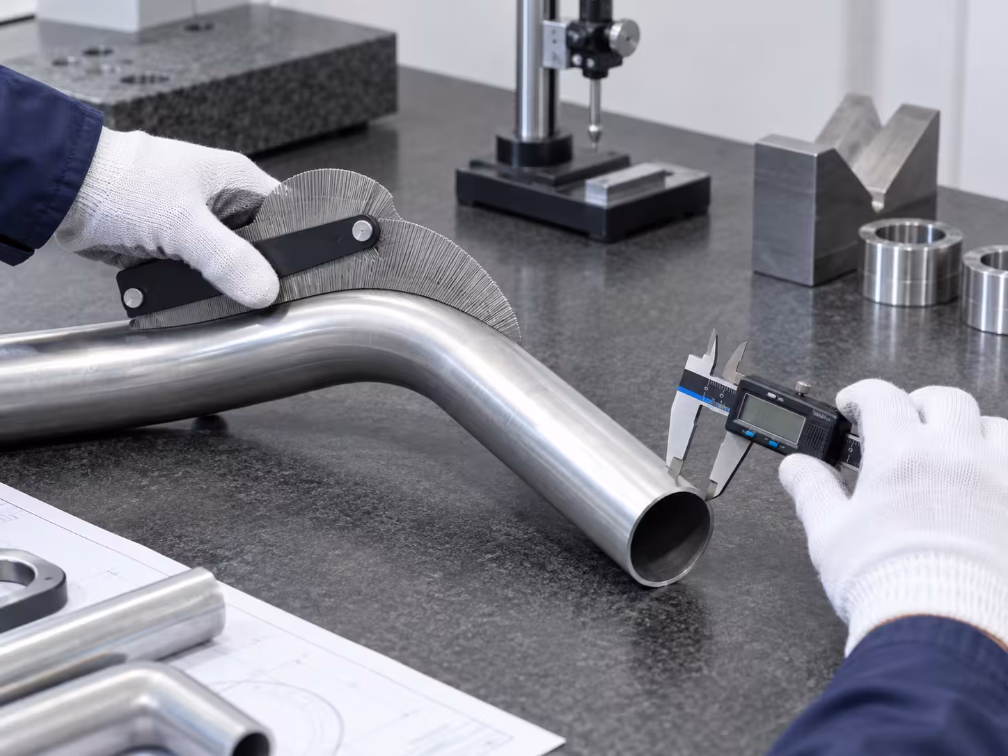 Inspection of aluminum tube bend radius and outside diameter